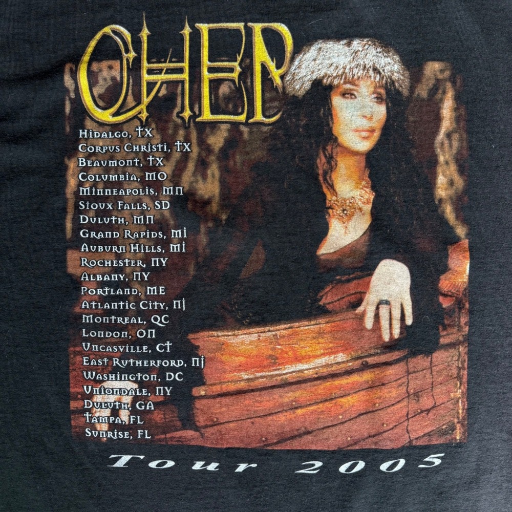 Cher 2005 Tour T-Shirt Vintage Gildan Black XL Double Sided Graphic Concert Tee - Picture 4 of 7